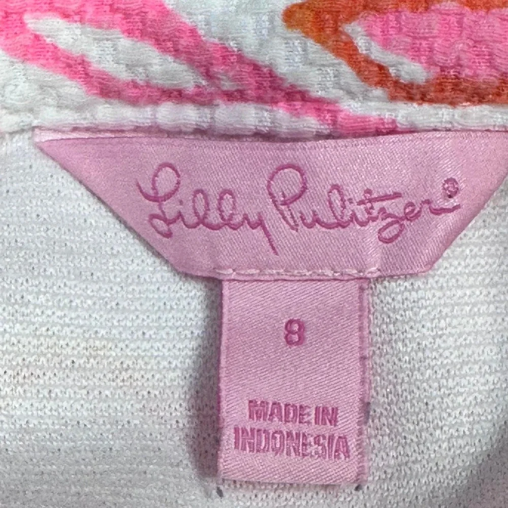 Lilly Pulitzer Vibrant Textured Pink, Orange, and White Floral Shorts